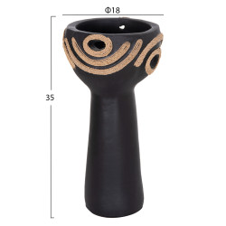 Επιτραπεζιο διακοσμητικο dean hm4679.01 μαυρη τερακοτα & σχοινι agel φ18x35υεκ **