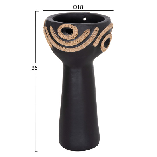 Επιτραπεζιο διακοσμητικο dean hm4679.01 μαυρη τερακοτα & σχοινι agel φ18x35υεκ **