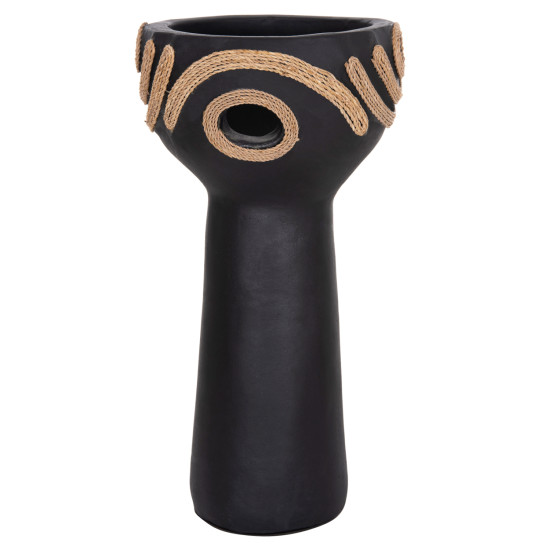 Επιτραπεζιο διακοσμητικο dean hm4679.01 μαυρη τερακοτα & σχοινι agel φ18x35υεκ **