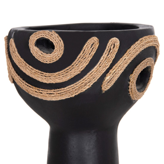 Επιτραπεζιο διακοσμητικο dean hm4679.01 μαυρη τερακοτα & σχοινι agel φ18x35υεκ **