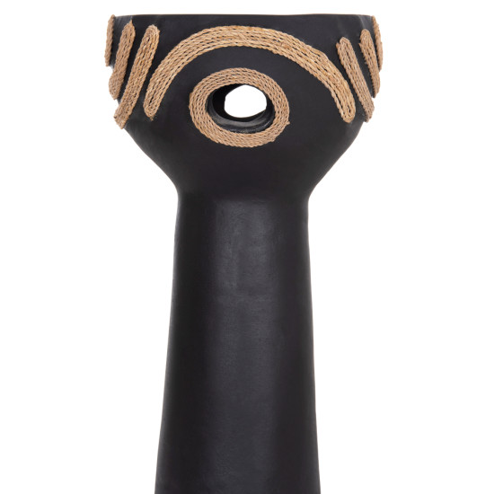 Επιτραπεζιο διακοσμητικο dean hm4679.01 μαυρη τερακοτα & σχοινι agel φ18x35υεκ **