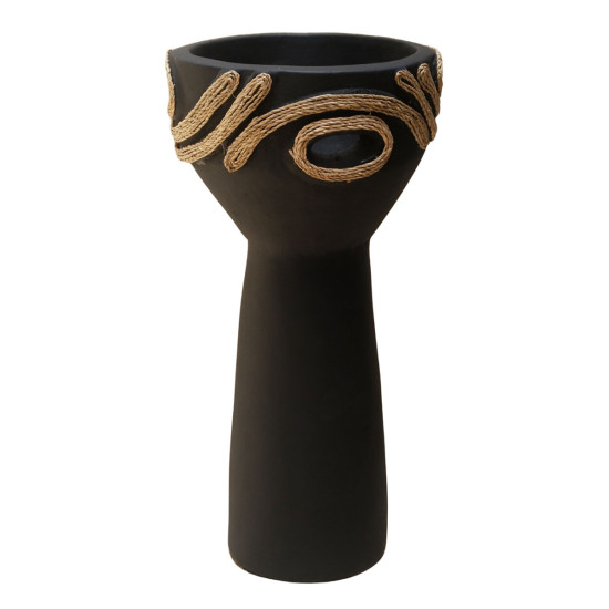 Επιτραπεζιο διακοσμητικο dean hm4679.01 μαυρη τερακοτα & σχοινι agel φ18x35υεκ **