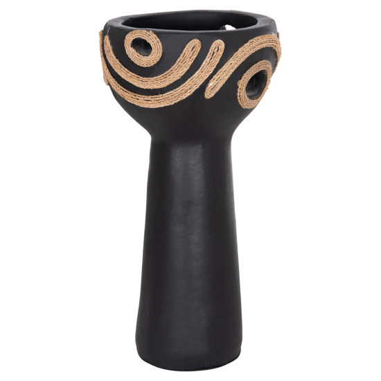 Επιτραπεζιο διακοσμητικο dean hm4679.01 μαυρη τερακοτα & σχοινι agel φ18x35υεκ **