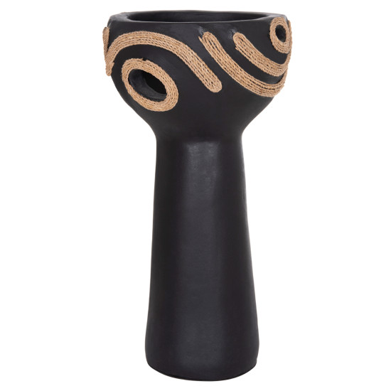 Επιτραπεζιο διακοσμητικο dean hm4679.01 μαυρη τερακοτα & σχοινι agel φ18x35υεκ **