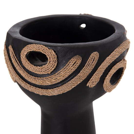 Επιτραπεζιο διακοσμητικο dean hm4679.01 μαυρη τερακοτα & σχοινι agel φ18x35υεκ **