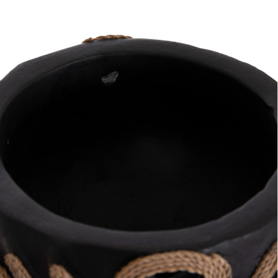 Επιτραπεζιο διακοσμητικο dean hm4679.01 μαυρη τερακοτα & σχοινι agel φ18x35υεκ **