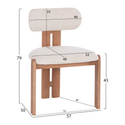 ΚΑΡΕΚΛΑ ΤΡΑΠΕΖΑΡΙΑΣ KARVO HM18252.01 ΜΠΕΖ ΥΦΑΣΜΑ--ΞΥΛΟ ΟΞΙΑΣ 57x50x79Υεκ - 2τεμ **