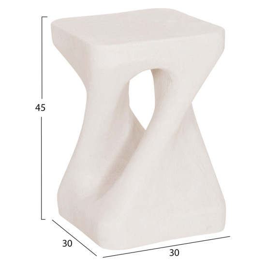 Σκαμπο τετραγωνο santorini hm18337 πολυρητινη--υπολευκο χρωμα 30x30x45yεκ **