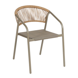 Πολυθρονα homan hm6430.04 σαμπανι μεταλλο & textilene--μπεζ p.e.rattan 53x58x75υεκ **