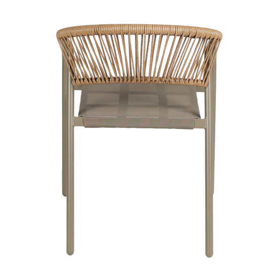 Πολυθρονα homan hm6430.04 σαμπανι μεταλλο & textilene--μπεζ p.e.rattan 53x58x75υεκ **