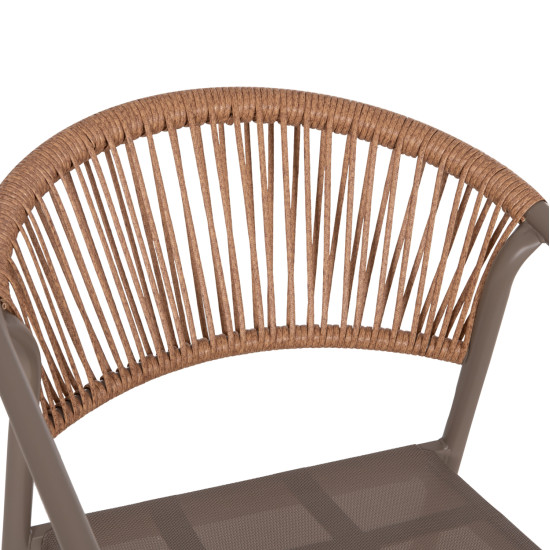 Πολυθρονα homan hm6430.04 σαμπανι μεταλλο & textilene--μπεζ p.e.rattan 53x58x75υεκ **