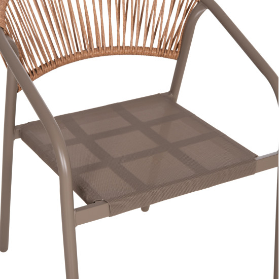 Πολυθρονα homan hm6430.04 σαμπανι μεταλλο & textilene--μπεζ p.e.rattan 53x58x75υεκ **
