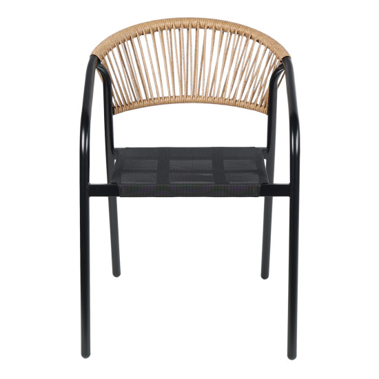 Πολυθρονα homan hm6430.03 μαυρο μεταλλο & textilene--μπεζ p.e.rattan 53x58x75υεκ **