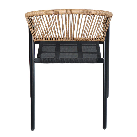 Πολυθρονα homan hm6430.03 μαυρο μεταλλο & textilene--μπεζ p.e.rattan 53x58x75υεκ **