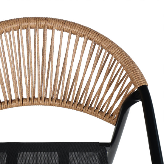 Πολυθρονα homan hm6430.03 μαυρο μεταλλο & textilene--μπεζ p.e.rattan 53x58x75υεκ **