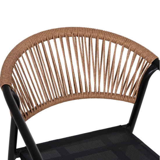 Πολυθρονα homan hm6430.03 μαυρο μεταλλο & textilene--μπεζ p.e.rattan 53x58x75υεκ **