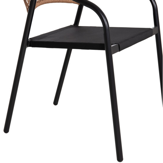 Πολυθρονα homan hm6430.03 μαυρο μεταλλο & textilene--μπεζ p.e.rattan 53x58x75υεκ **