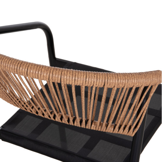 Πολυθρονα homan hm6430.03 μαυρο μεταλλο & textilene--μπεζ p.e.rattan 53x58x75υεκ **