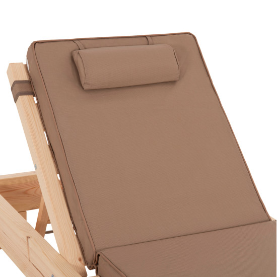 Ξαπλωστρα με μαξιλαρι κορινοσ hm10776.04t ξυλο πευκου--textilene σε μοκα 79x204x77υ **