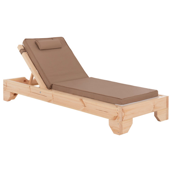 Ξαπλωστρα με μαξιλαρι κορινοσ hm10776.04t ξυλο πευκου--textilene σε μοκα 79x204x77υ **