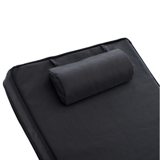 Ξαπλωστρα με μαξιλαρι κορινοσ hm10776.05t ξυλο πευκου--textilene σε μαυρο 79x204x77υεκ **