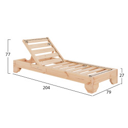 Ξαπλωστρα βαρ.τυπου κορινοσ hm10779.04 ξυλο πευκου φυσικο-εμποτισμοσ 79x204x77υεκ **