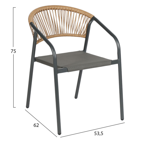 Σετ τραπεζαριασ 5τμχ adam hm10727.01 καρεκλεσ μεταλλικεσ & τραπεζι 110x60εκ γκρι **