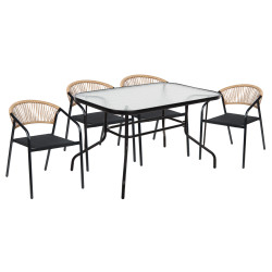 Σετ τραπεζαριασ 5τμχ adam hm10727.03 καρεκλεσ μεταλλικεσ & τραπεζι 120x70εκ μαυρο **