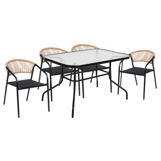Σετ τραπεζαριασ 5τμχ adam hm10727.03 καρεκλεσ μεταλλικεσ & τραπεζι 120x70εκ μαυρο ** Σετ τραπεζαριασ 5τμχ adam hm10727.03 καρεκλεσ μεταλλικεσ & τραπεζι 120x70εκ μαυρο **