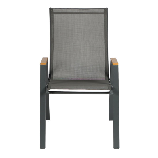 Πολυθρονα εξ.χωρου leone hm6429.01 μεταλλικη γκρι--textilene γκρι 55x74x90υεκ **