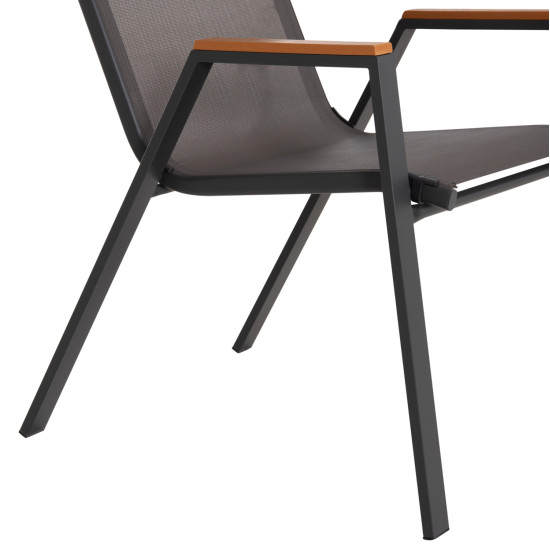 Πολυθρονα εξ.χωρου leone hm6429.01 μεταλλικη γκρι--textilene γκρι 55x74x90υεκ **