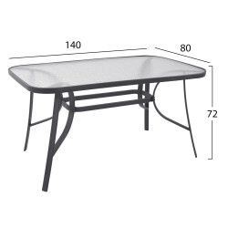 Σετ τραπεζαριασ 5τμχ bruno hm10729.01 καρεκλεσ μεταλλικεσ & τραπεζι 140x80εκ γκρι **
