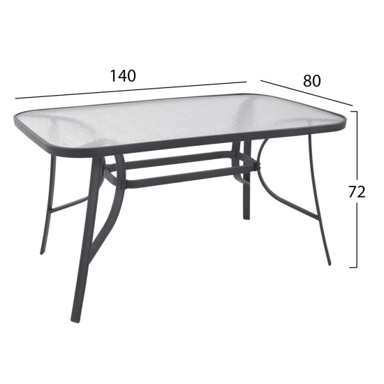 Σετ τραπεζαριασ 5τμχ bruno hm10729.01 καρεκλεσ μεταλλικεσ & τραπεζι 140x80εκ γκρι **