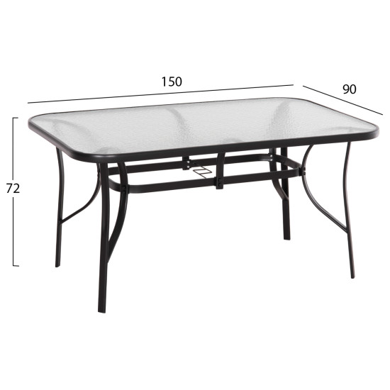 Σετ τραπεζαριασ 5τμχ bruno hm10729.03 καρεκλεσ μεταλλικεσ & τραπεζι 150x90εκ μαυρο **