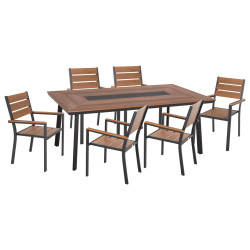 Σετ τραπεζαριασ 7τμχ saga hm10814 αλουμινιο σε γκρι--polywood **