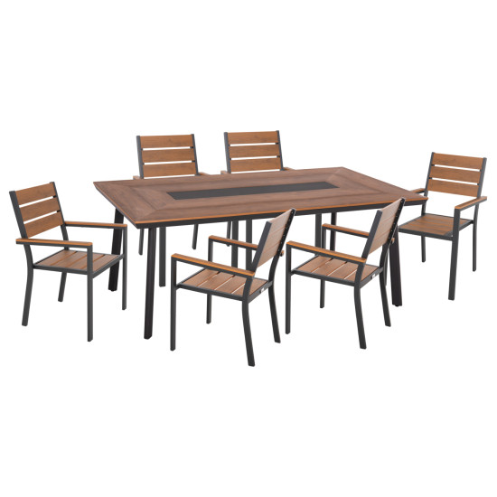 Σετ τραπεζαριασ 7τμχ saga hm10814 αλουμινιο σε γκρι--polywood **