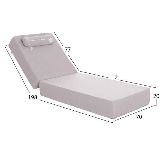 Ξαπλωστρα ikaria hm10716.01 πευκο σε καρυδι-olefin σε ψαροκοκκαλο-με μαξιλαρι 20εκ. **