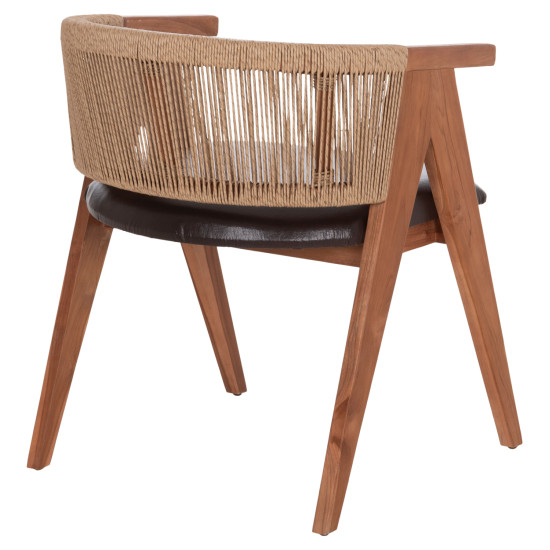 Πολυθρονα τραπεζαριασ brann hm18238.11 ξυλο τεακ-καφε pu-σχοινι 60x67x76υεκ. **