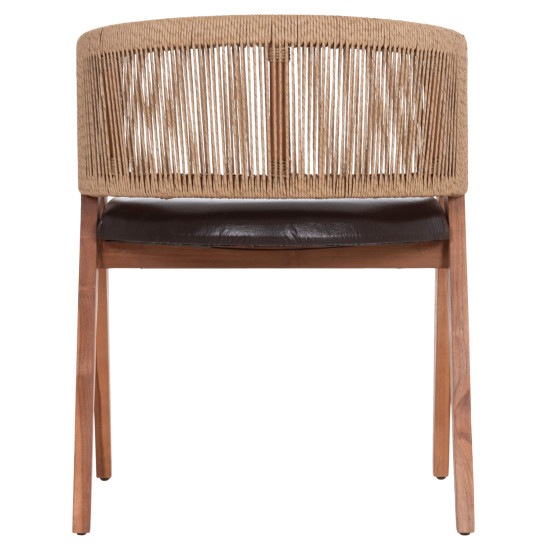 Πολυθρονα τραπεζαριασ brann hm18238.11 ξυλο τεακ-καφε pu-σχοινι 60x67x76υεκ. **