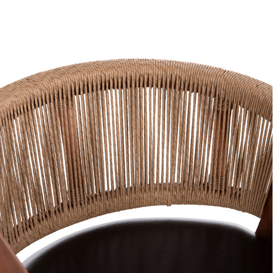 Πολυθρονα τραπεζαριασ brann hm18238.11 ξυλο τεακ-καφε pu-σχοινι 60x67x76υεκ. **