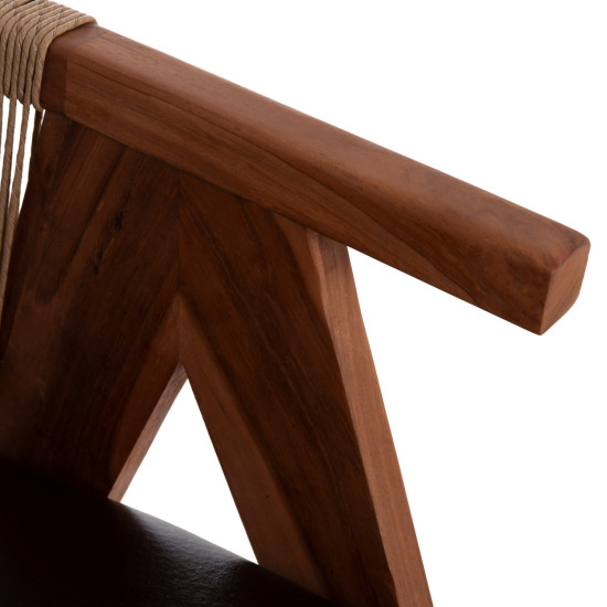 Πολυθρονα τραπεζαριασ brann hm18238.11 ξυλο τεακ-καφε pu-σχοινι 60x67x76υεκ. **