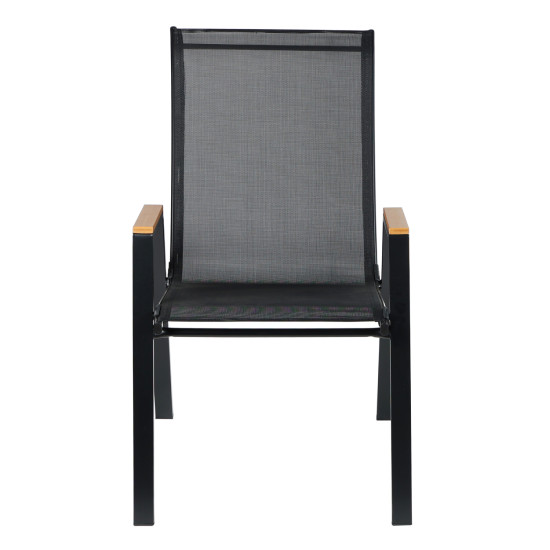 Πολυθρονα εξ.χωρου leone hm6429.03 μεταλλικη μαυρη--textilene μαυρο 54x74x91υεκ **