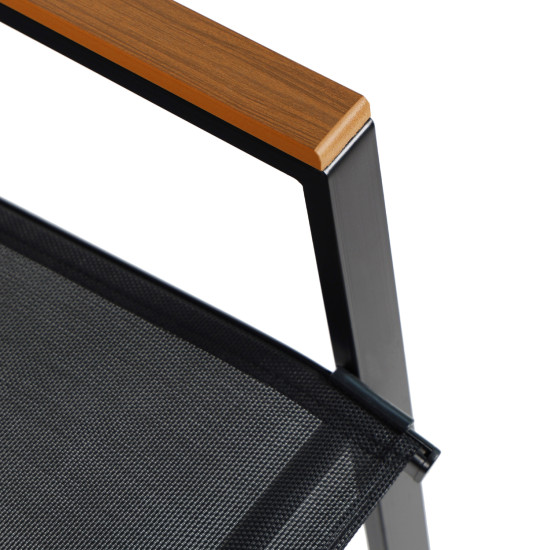 Πολυθρονα εξ.χωρου leone hm6429.03 μεταλλικη μαυρη--textilene μαυρο 54x74x91υεκ **