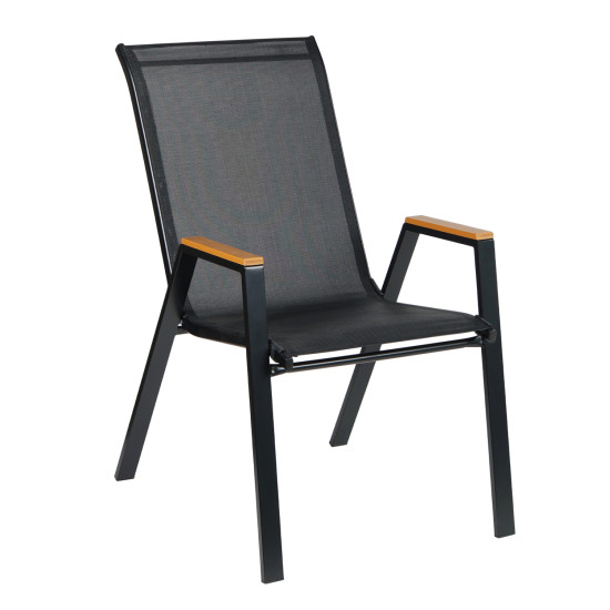 Πολυθρονα εξ.χωρου leone hm6429.03 μεταλλικη μαυρη--textilene μαυρο 54x74x91υεκ **