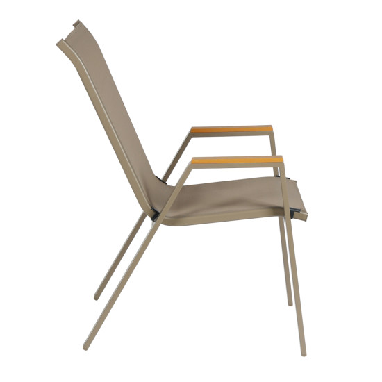 Πολυθρονα εξ.χωρου leone hm6429.04 μεταλλικη σαμπανι--textilene σαμπανι 54x74x91υεκ **