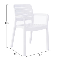 Πολυθρονα εξωτ.χωρου flan hm6369.01 λευκο πολυπροπυλενιο 57x56x82.5yεκ. **