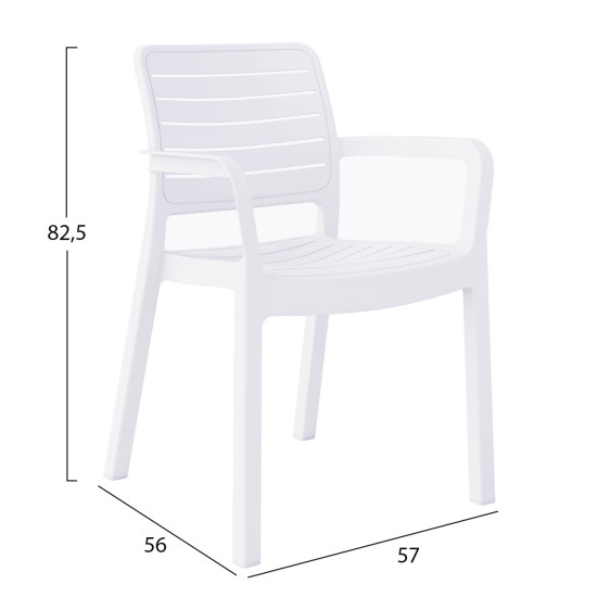 Πολυθρονα εξωτ.χωρου flan hm6369.01 λευκο πολυπροπυλενιο 57x56x82.5yεκ. **