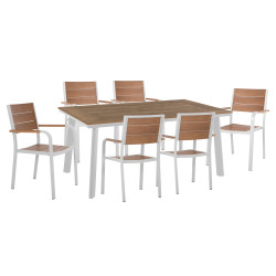 Σετ τραπεζαριασ taber hm10737.01 τραπεζι & 6 πολυθρονεσ-αλουμινιο & polywood-λευκο **