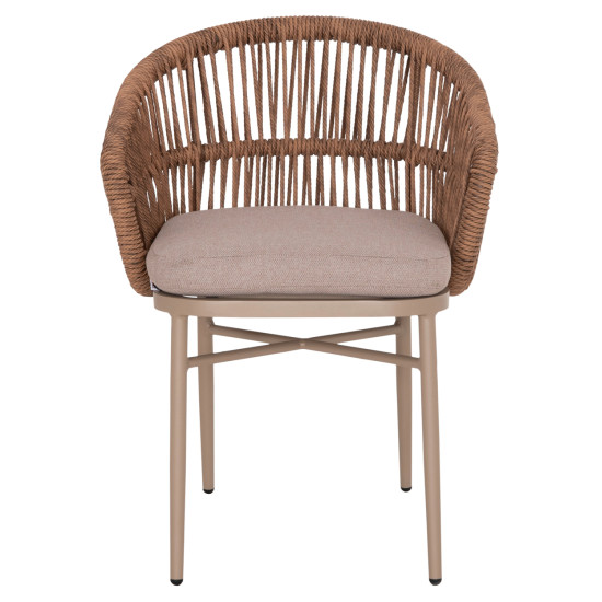 Πολυθρονα αλουμινιου orin hm6265.03 καπουτσινο- p.e.rattan σε φυσικο 58x61x75υεκ. **