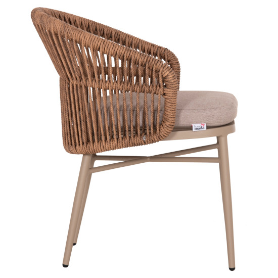 Πολυθρονα αλουμινιου orin hm6265.03 καπουτσινο- p.e.rattan σε φυσικο 58x61x75υεκ. **